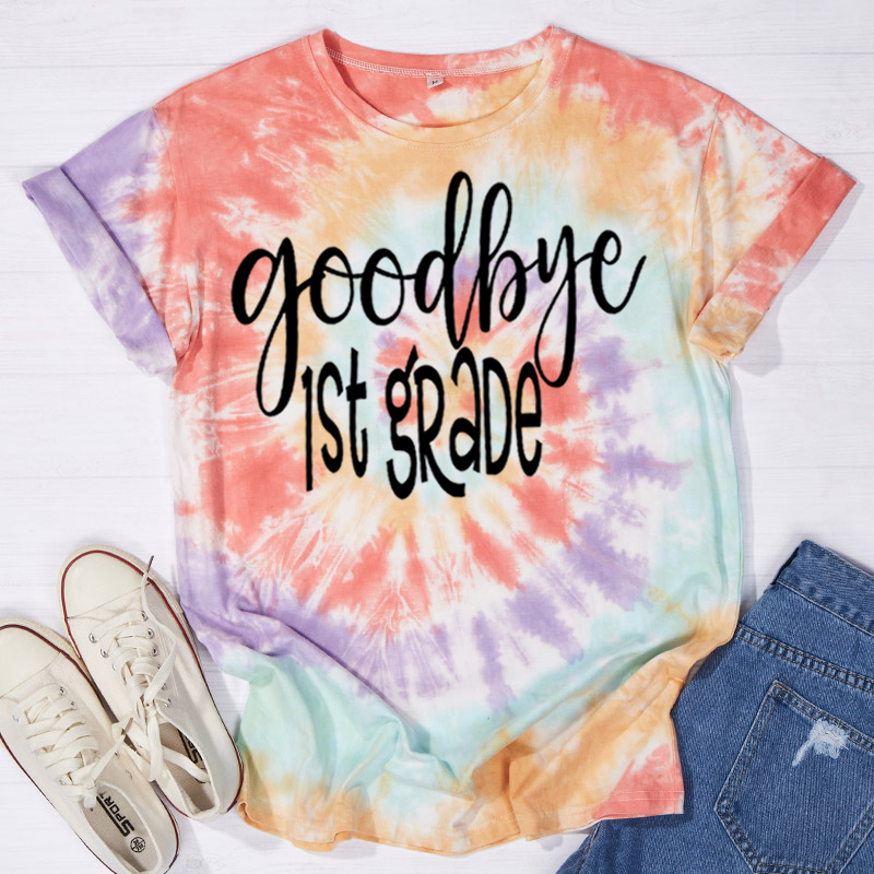Personalized Grade Goodbye 1st Grade Teacher Tie-dye T-Shirt