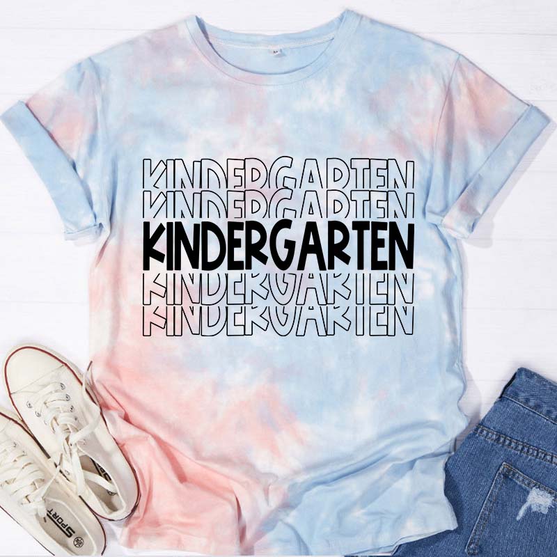 Personalized Kindergarten Teacher Tie-dye T-Shirt