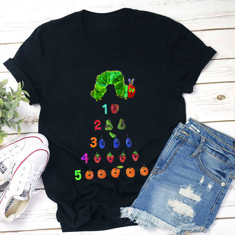 Caterpillar Numbers And Fruits Teacher T-Shirt