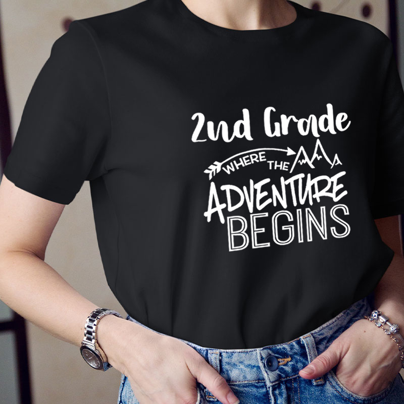 Personalized Grade Pre-K Where The Adventure Begins Teacher T-Shirt