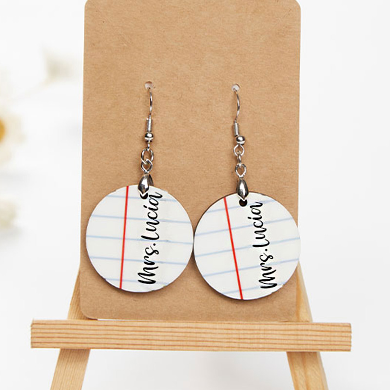 Personalized Name Simple Style Wooden Earrings