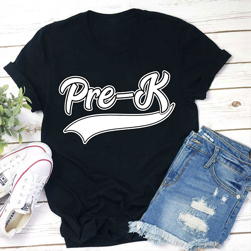 Personalized Black And White Simple Lines Teacher T-Shirt