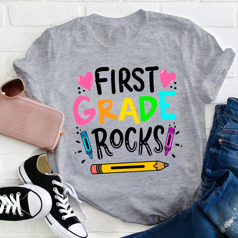Personalized Grade Rocks Teacher T-Shirt