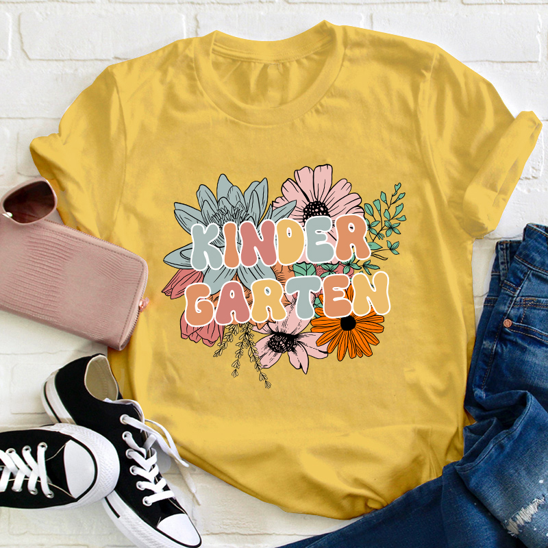 Personalized Grade Flowers Teacher T-Shirt