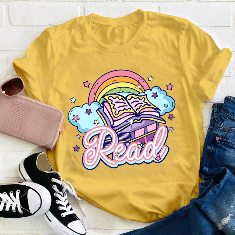 Cute Rainbow Read Teacher T-Shirt