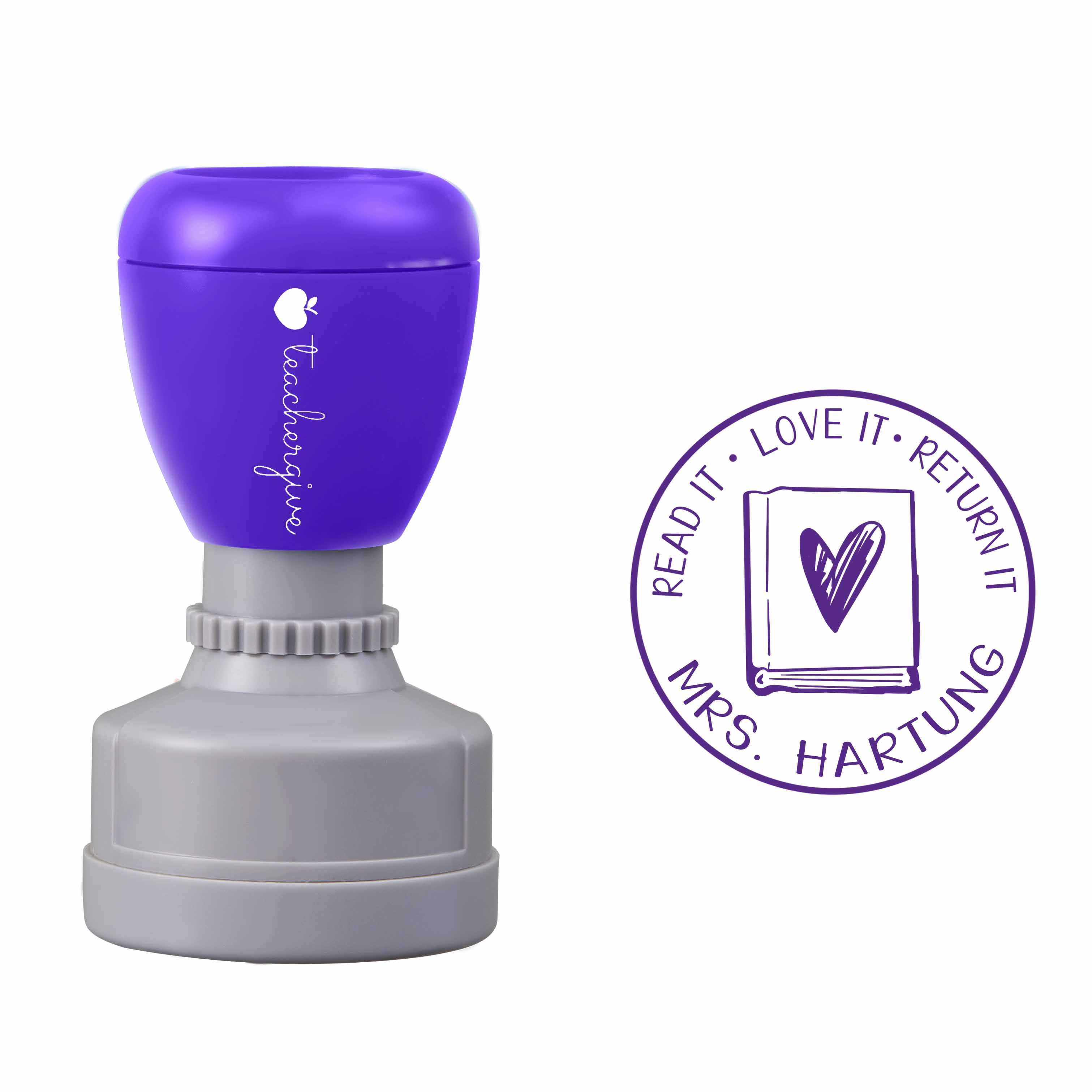 Personalized Name Read Love Return It Teacher Stamp