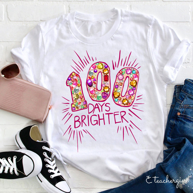 Fireworks For 100 Days Brighter Teacher T-Shirt