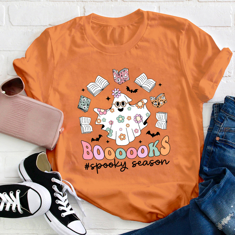Boooooks Spooky Season Teacher T-Shirt