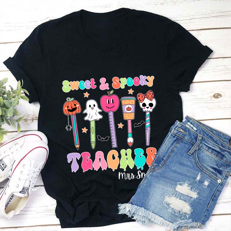Personalized Name Sweet Spooky Teacher T-Shirt