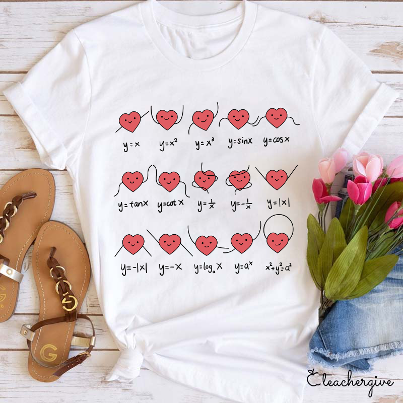 Cute Hearts Doing Math Teacher T-Shirt