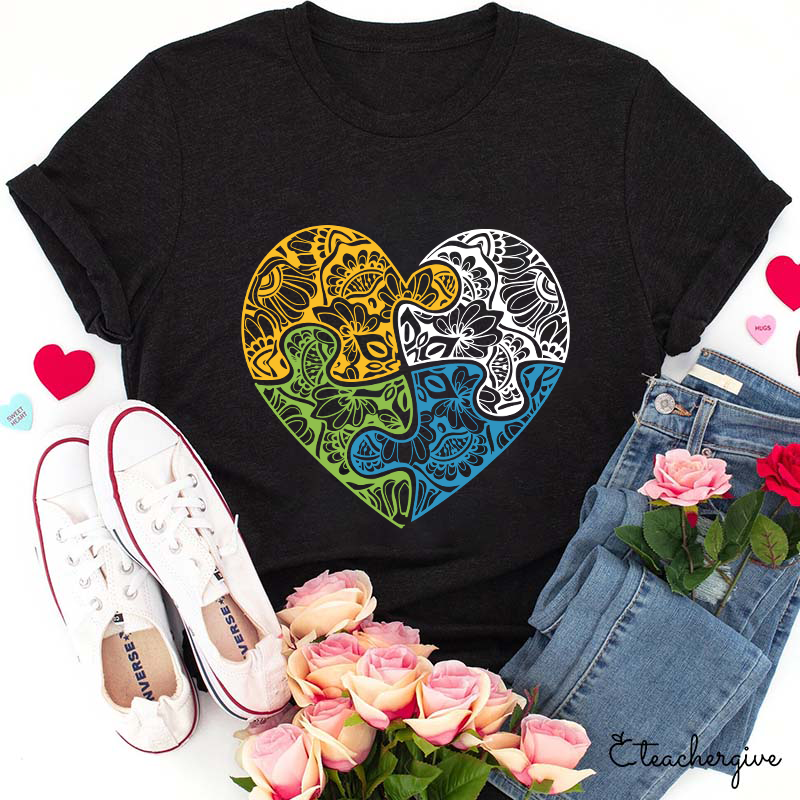 Puzzle Heart SLP Teacher T-Shirt