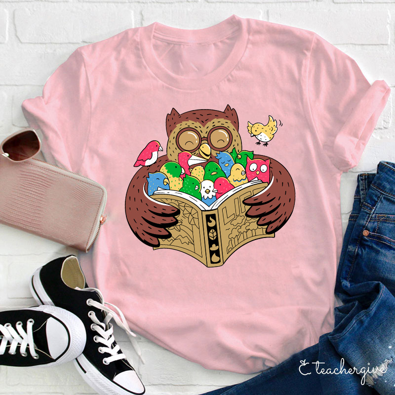 Owl Reading Education For All Teacher T-Shirt