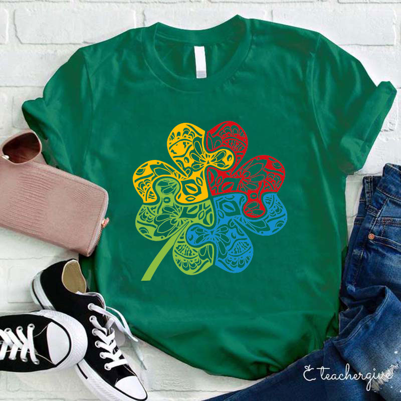 Puzzle Clover Teacher T-Shirt