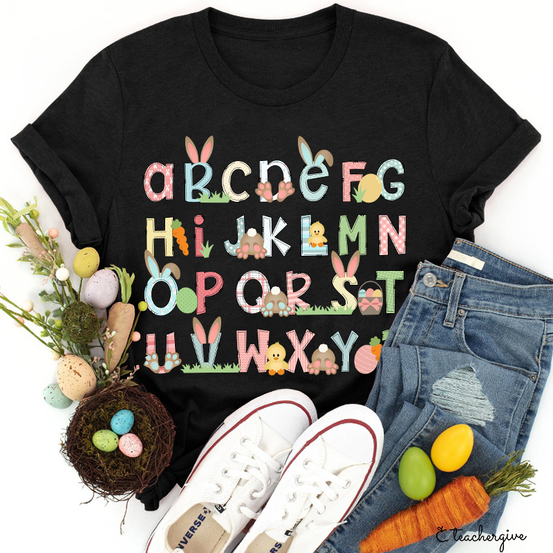 Bunny Chicken Alphabet Teacher T-Shirt