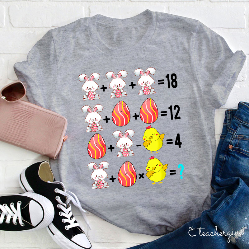 Easter Bunny Egg Chicken Math Teacher T-Shirt