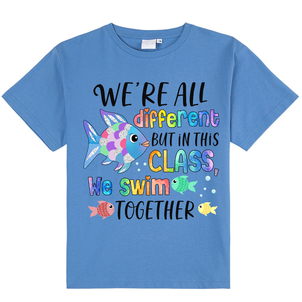 We're All Different but In This Class We Swim Together Kids T-Shirt