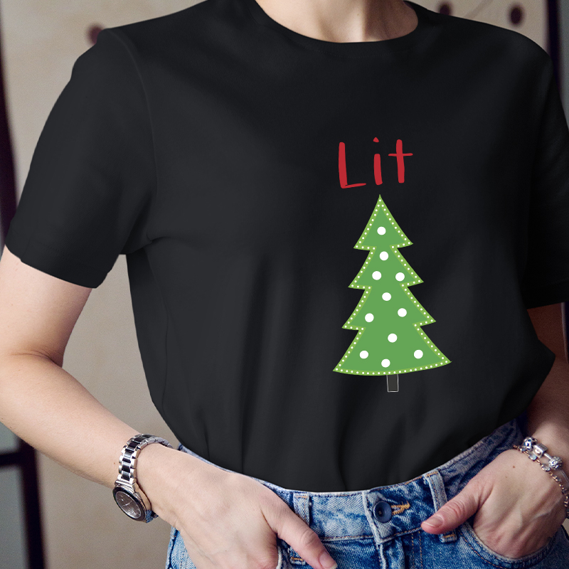 Lit Christmas Tree Teacher T-Shirt