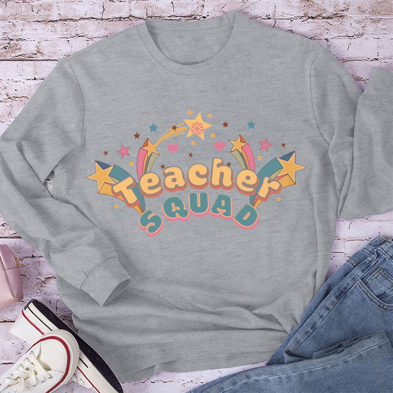 Flamed Teacher Squad Long Sleeve T-Shirt
