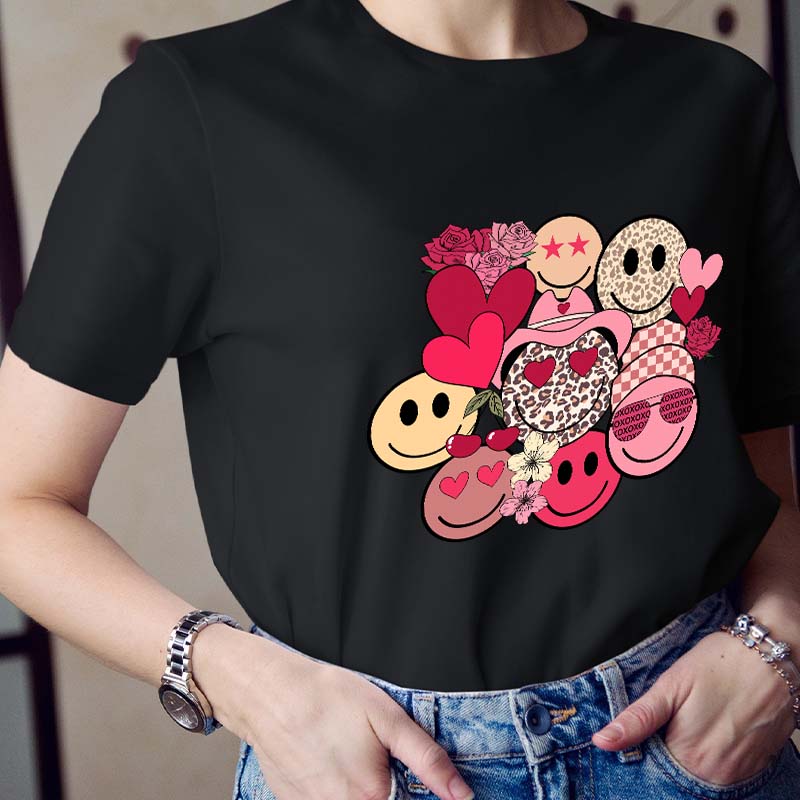 Happy Emoji Valentine Teacher T-Shirt