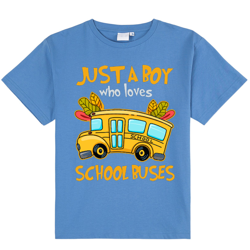 Just  A Boy Who Loves School Buses  Kids T-Shirt