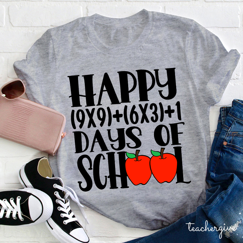 Math Equation Happy 100 Days Of School Teacher T-Shirt
