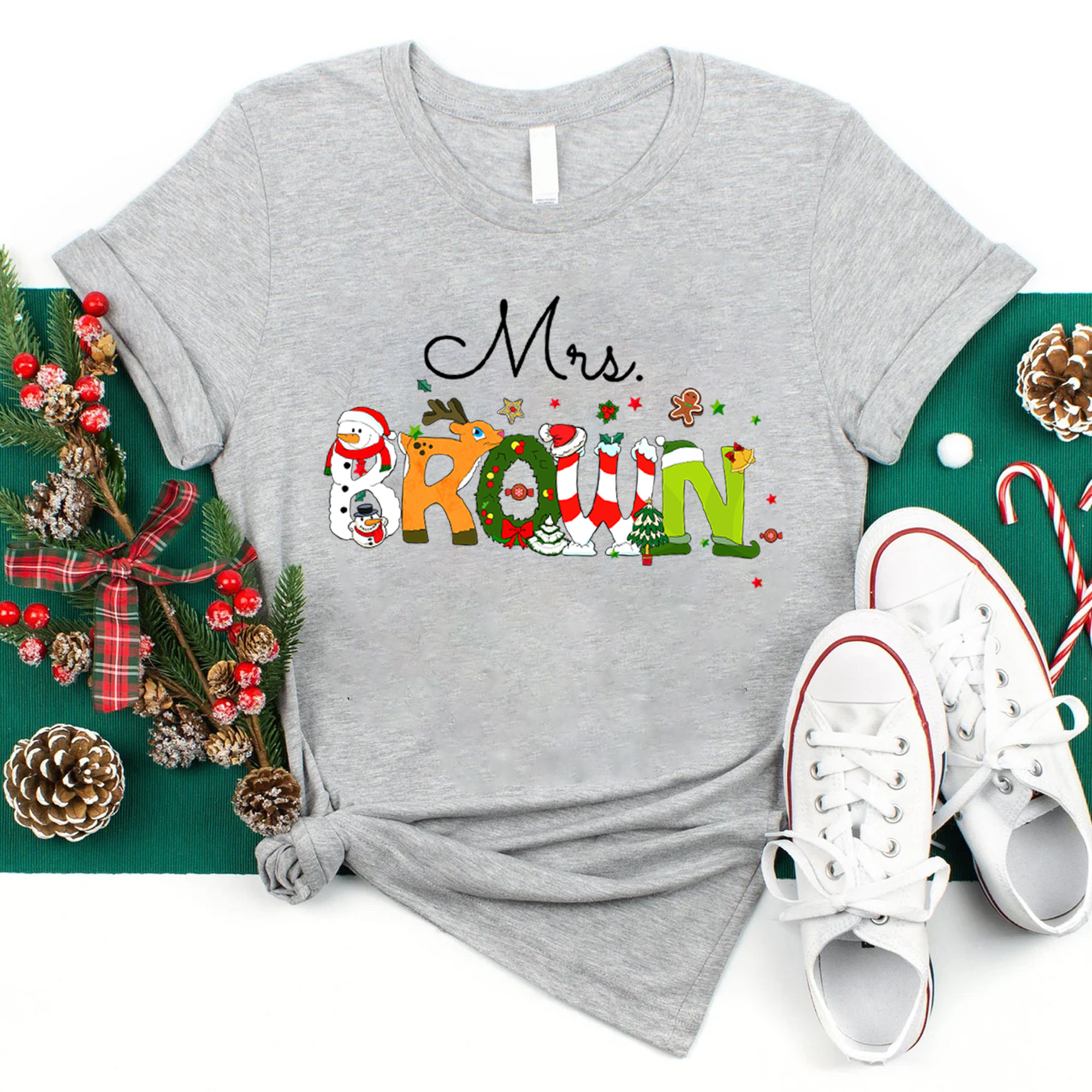 Personalized Christmas Style Teacher T-Shirt