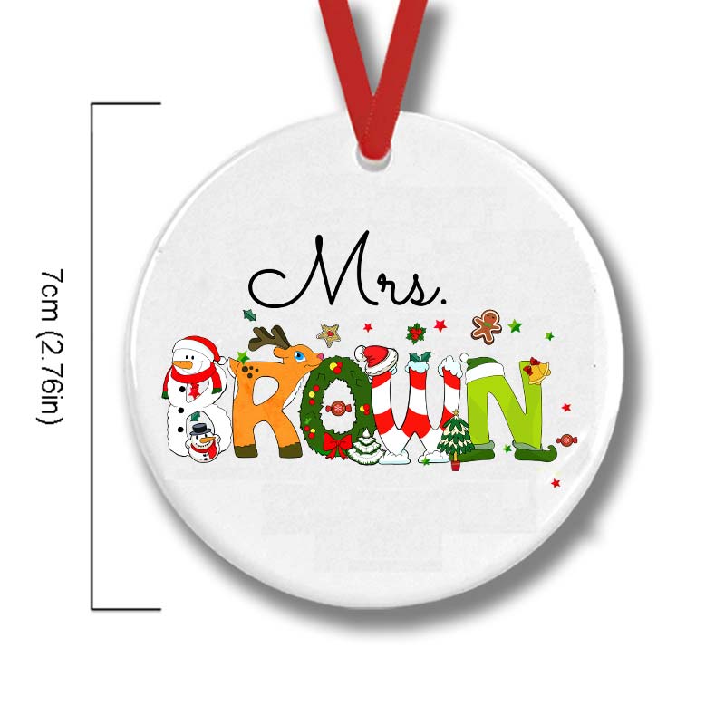 Personalized Christmas Style Teacher Ceramic Christmas Ornament