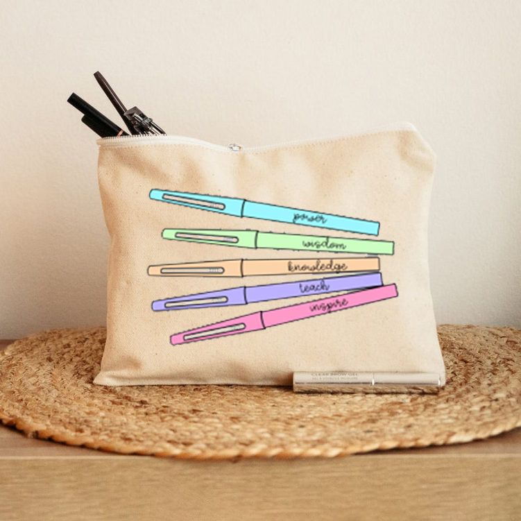 Color Pen Teacher Makeup Bag