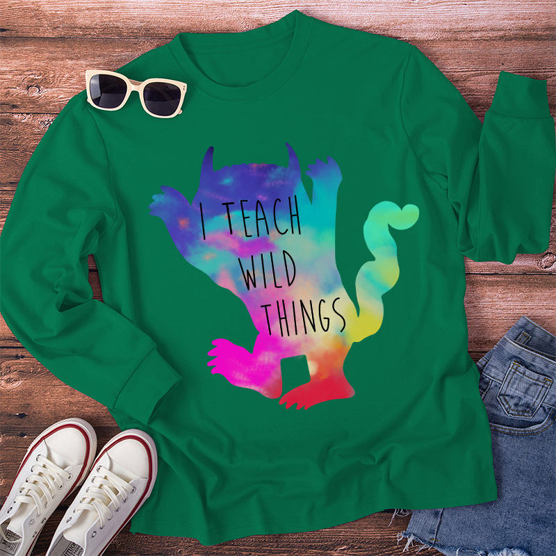 I Teach Wild Things Monster Teacher Long Sleeve T-Shirt