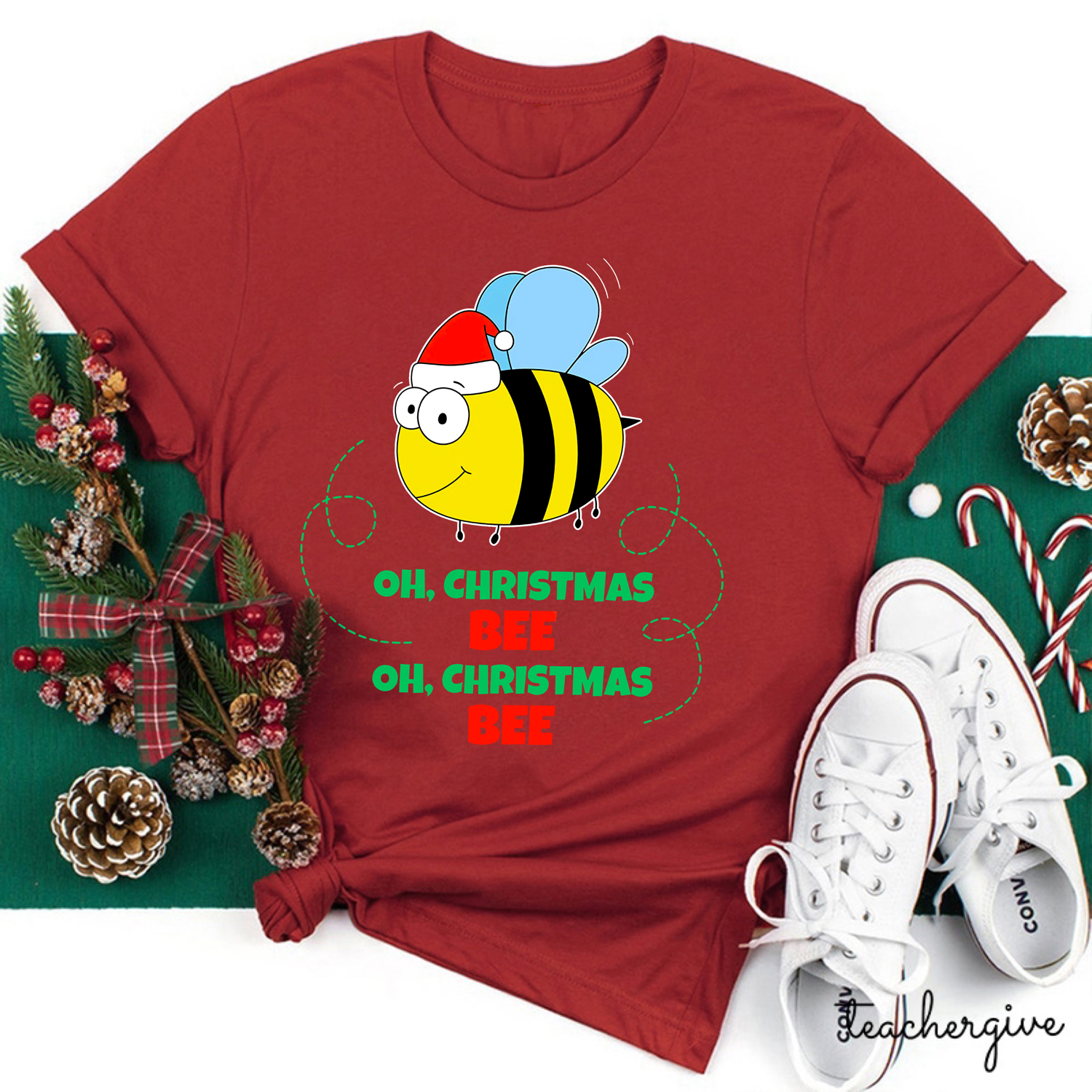 O Christmas Bee O Christmas Bee Teacher T-Shirt