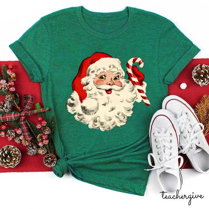 Retro Style Santa Claus Teacher T-Shirt