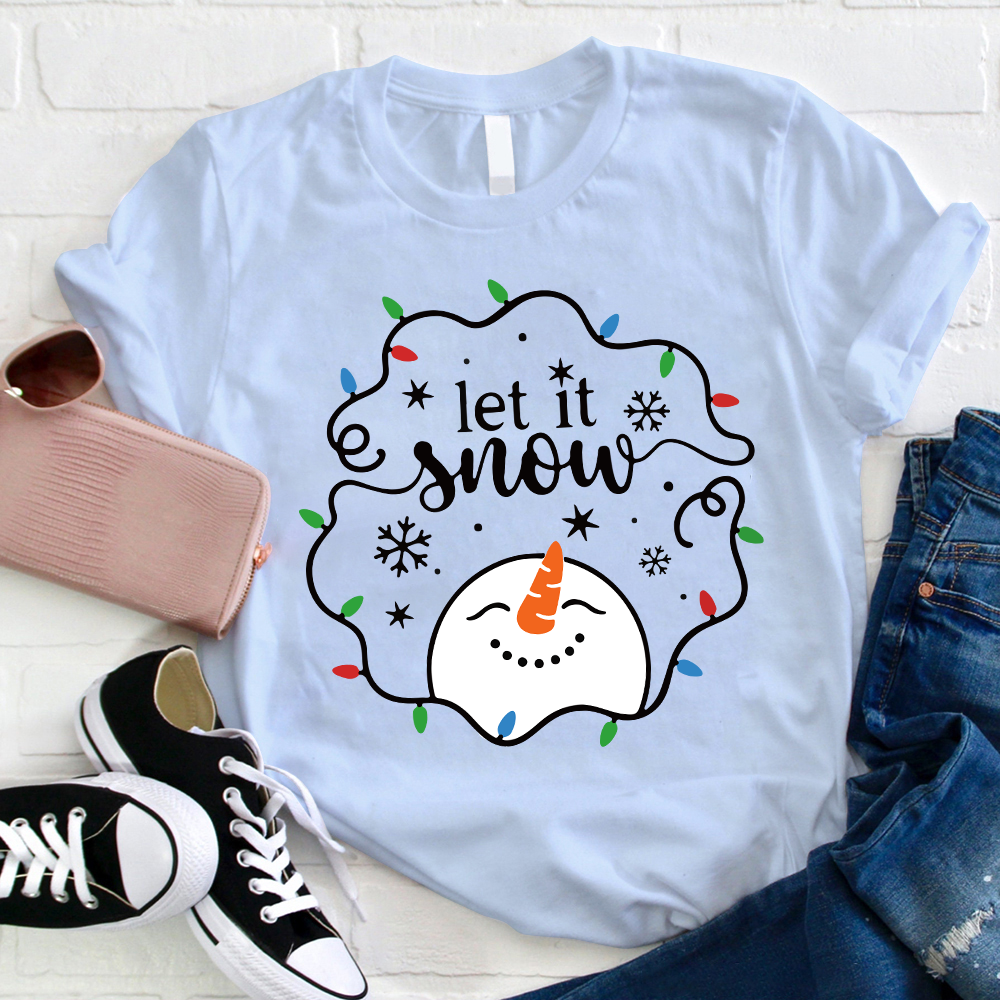 Let It Snow Snowman Teacher T-Shirt