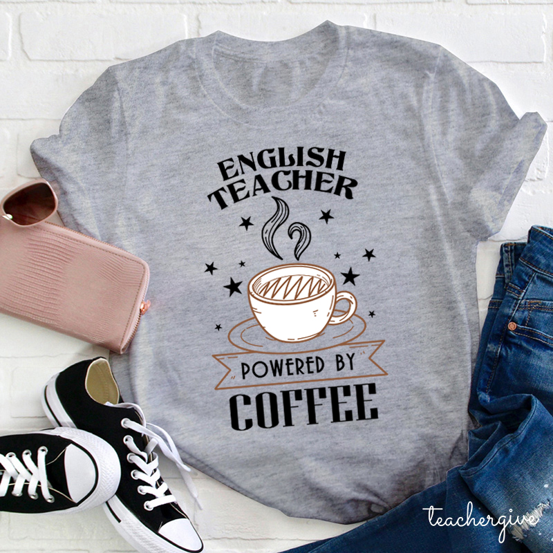 Peronalized Subject Teacher Powered By Coffee Teacher T-Shirt