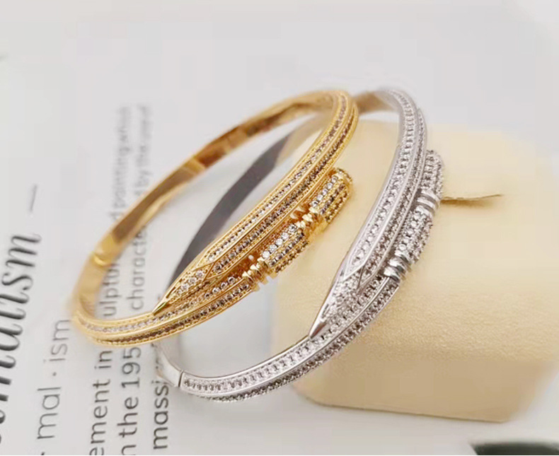 Gold Pencil Bracelet Ring Set