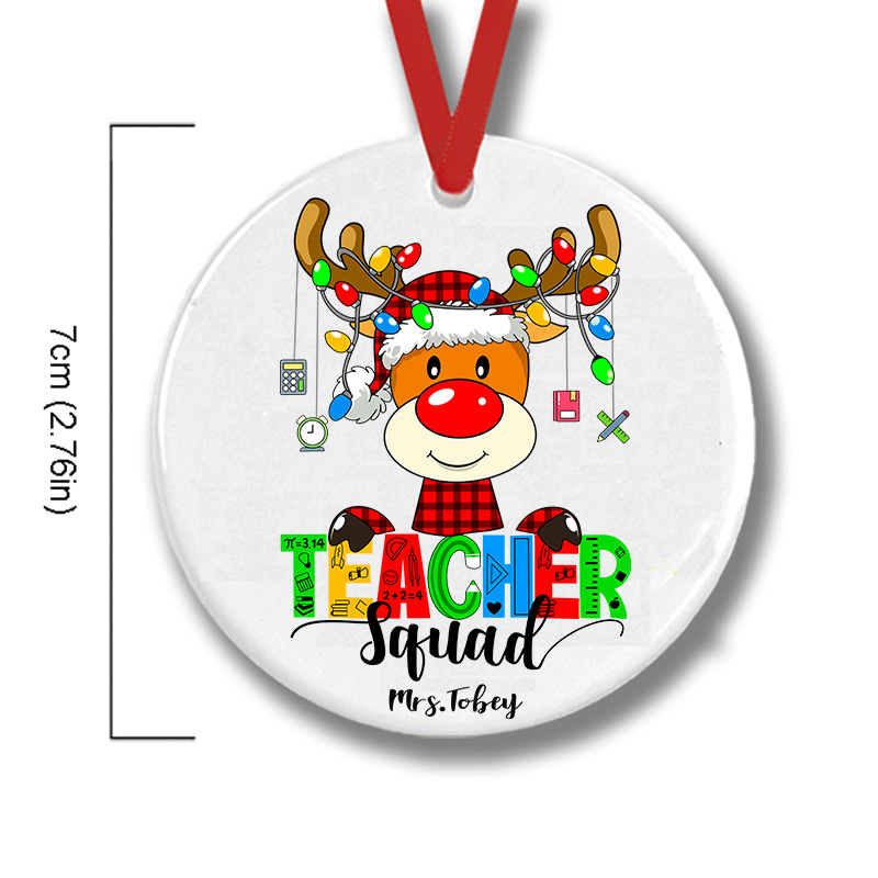 Personalized Join The Teacher Squad Teacher Ceramic Christmas Ornament