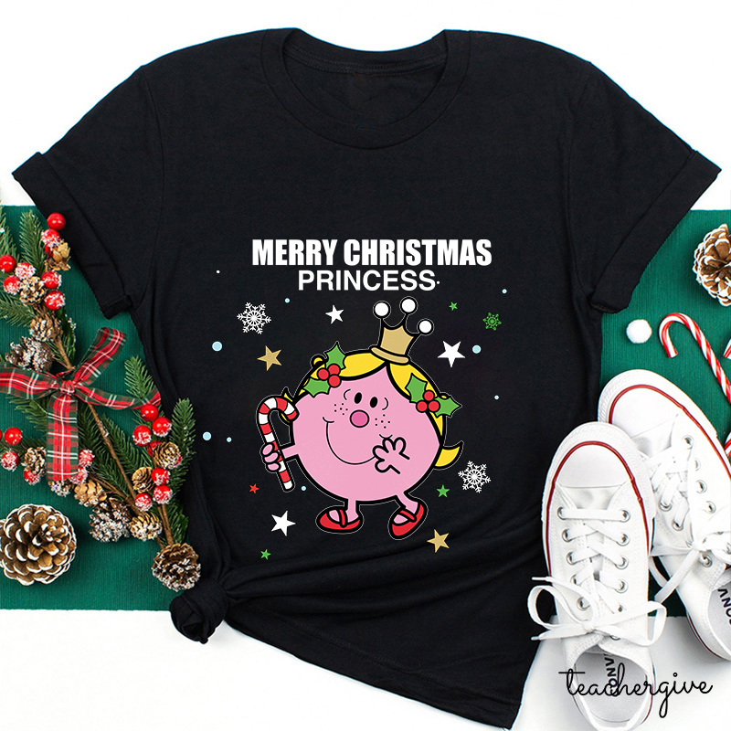 Little Miss Merry Christmas Princess Teacher T-Shirt
