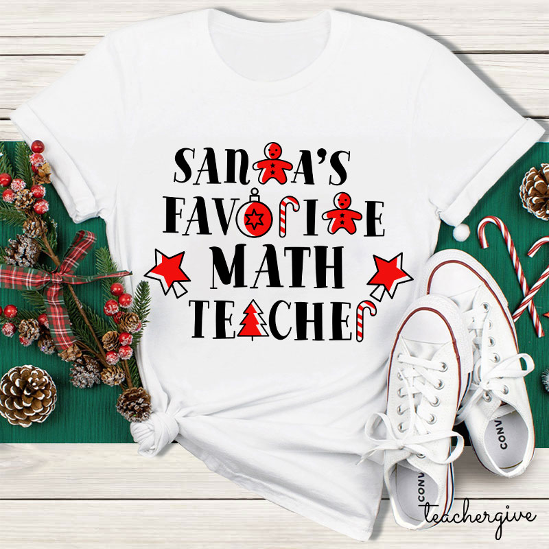 Santa's Favorite Math Teacher Loves Black And Red Teacher T-Shirt
