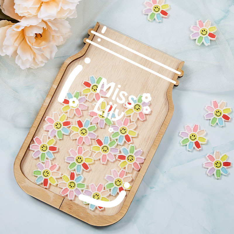 Personalized Fill The Jar With Rainbow flower Teacher Reward Jar