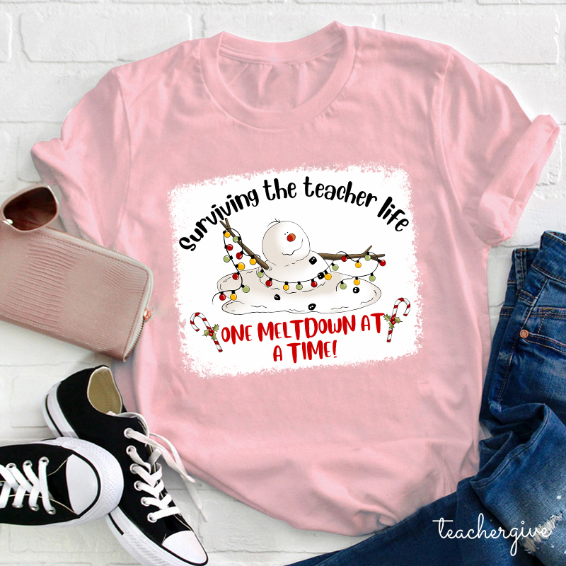 Surviving The Teacher Life One Meltdown At A Time Teacher T-Shirt