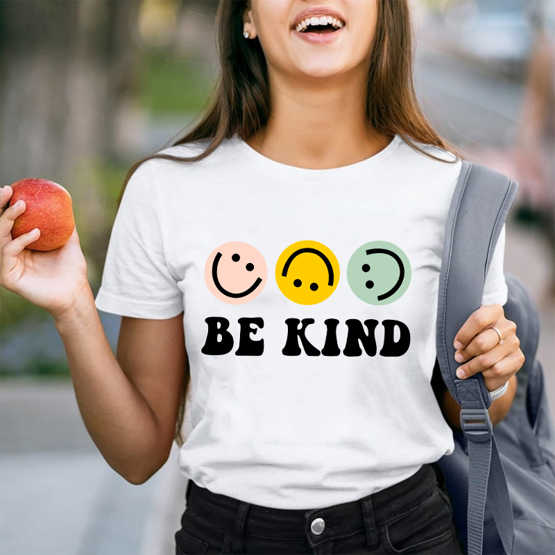 Be Kind Smiling Face Teacher T-Shirt