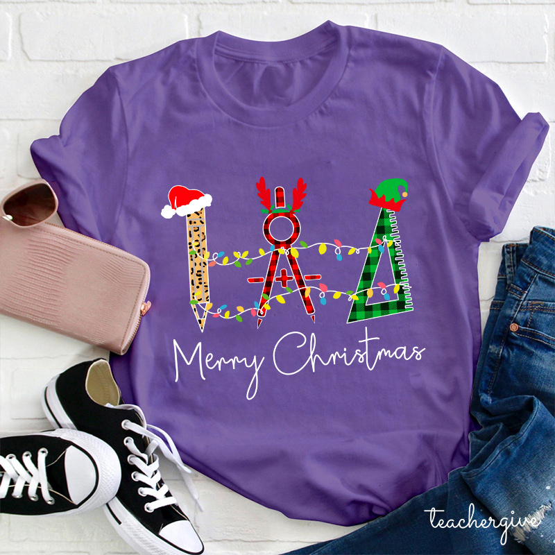 I Love Math And Merry Christmas Teacher T-Shirt
