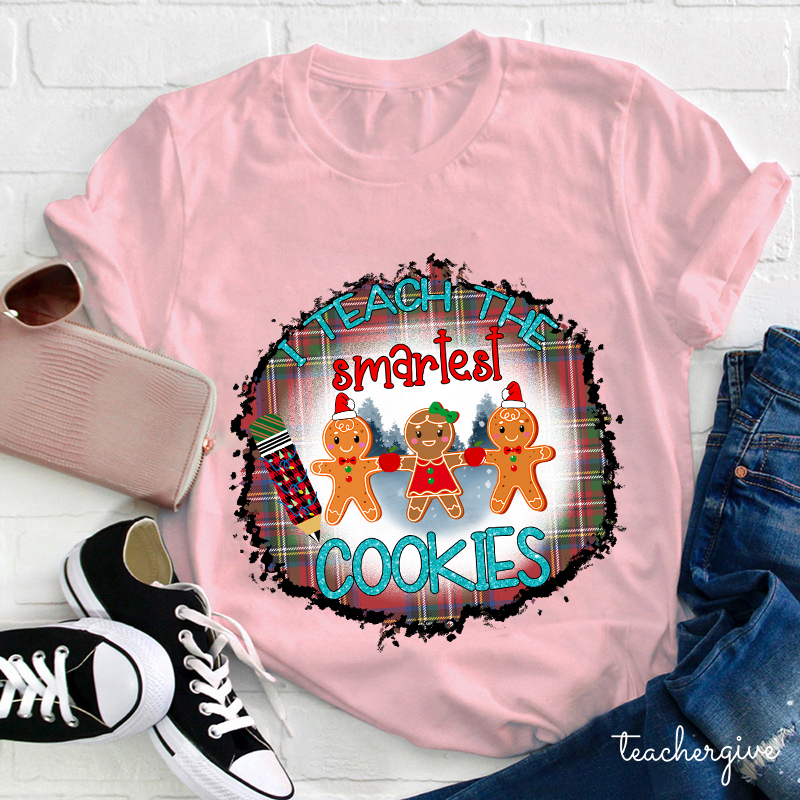 I Teach The Smartest Cookies Red Plaid Teacher T-Shirt