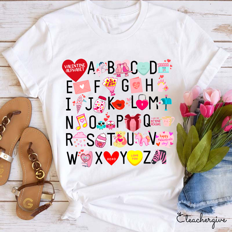 Valentine Alphabet Teacher T-Shirt