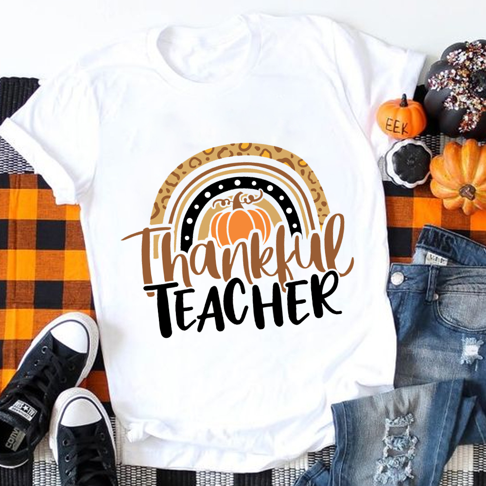 Thankful Teacher Pumpkin T-Shirt