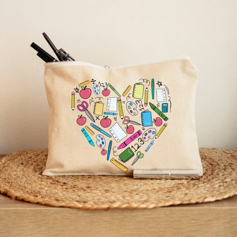 Teacher Heart Makeup Bag