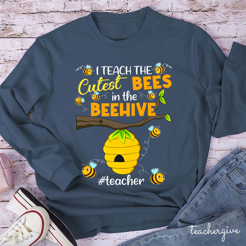 I Teach The Cuetest Bees Teacher Long Sleeve T-Shirt