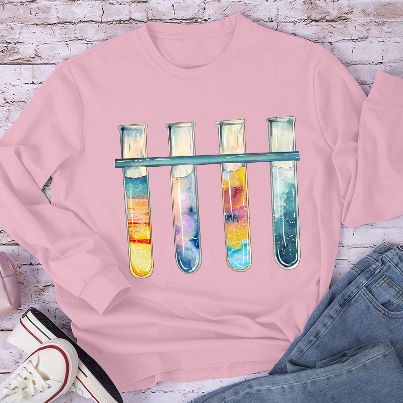 Colorful Test Tubes Teacher Long Sleeve T-Shirt