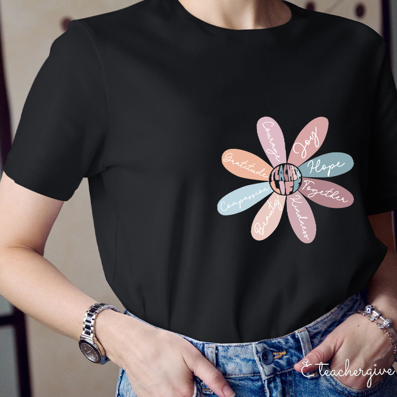 Life Is Good Letter Flower T-Shirt