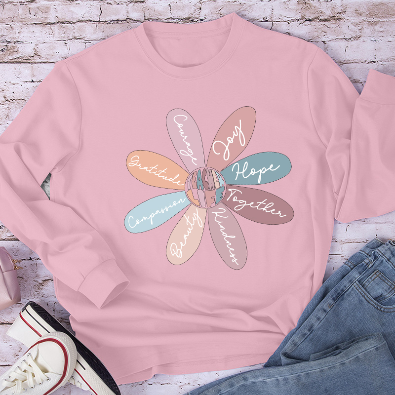 Life Is Good Letter Flower Teacher Long Sleeve T-Shirt
