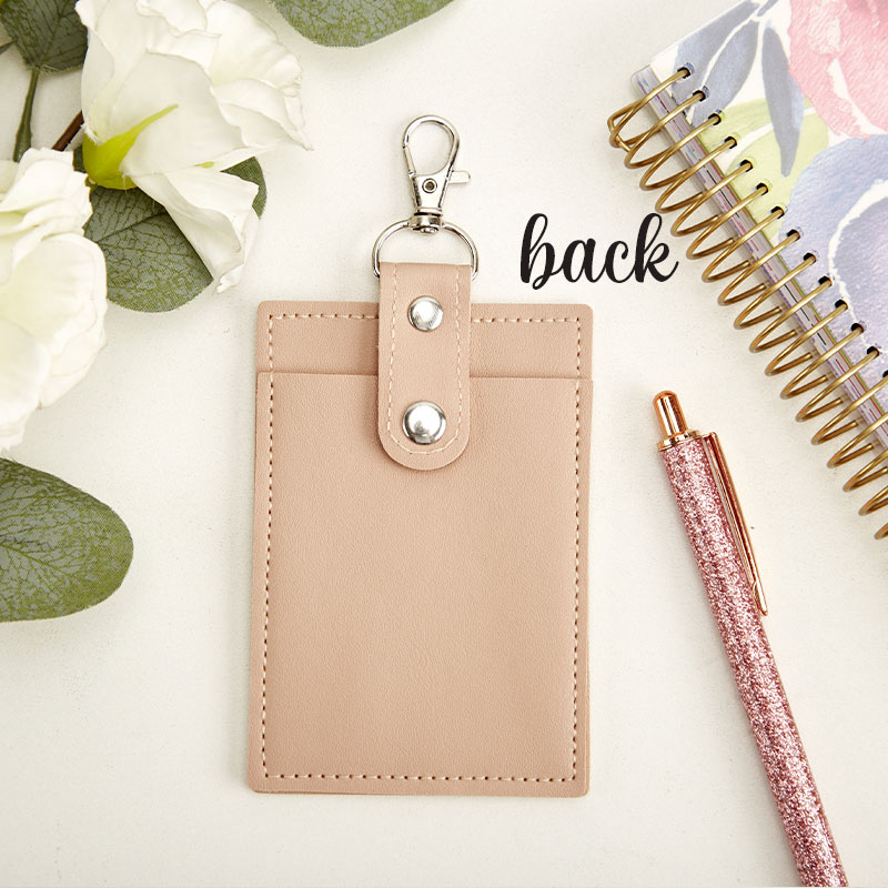 Personalized Brown Boho Rainbow with Leaves Badge Holder